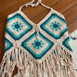 Boho Crochet Fringe Halter Top